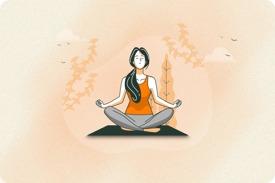 Woman meditating outdoors on yoga mat, representing MahaVastu wellness and positivity.