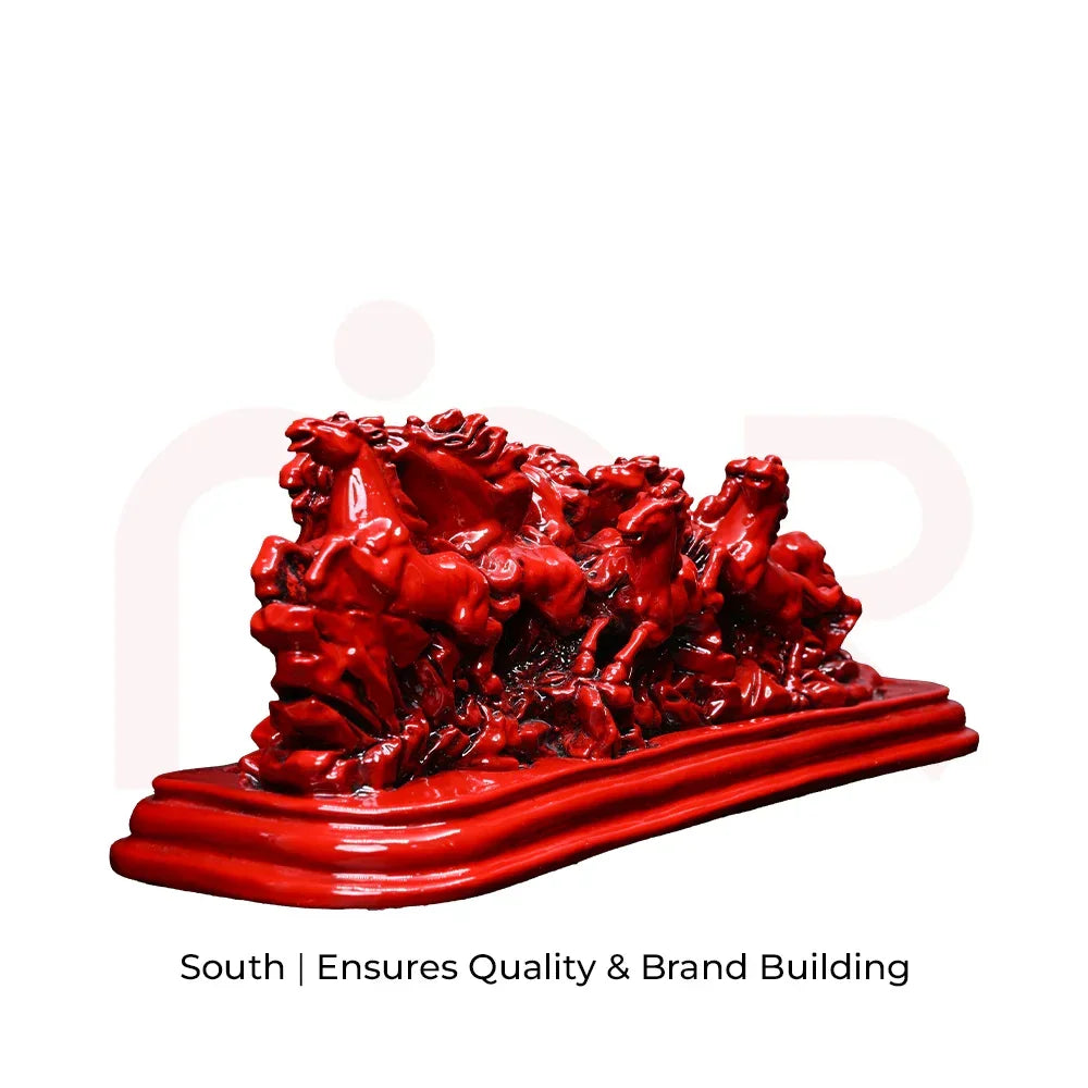 Red running horse figurine for Vastu remedies, symbolizing energy, success, and prosperity