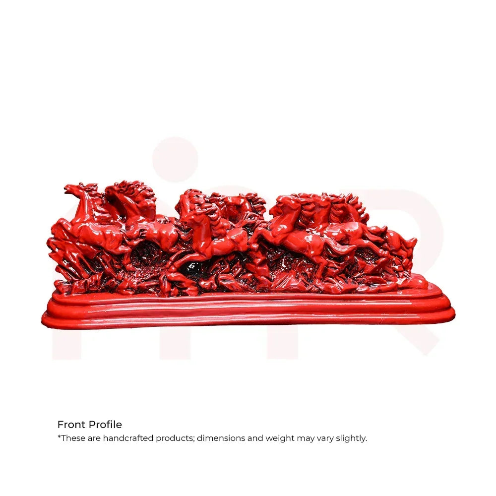 Red running horses figurine, Vastu Shastra decor, energy and prosperity symbol