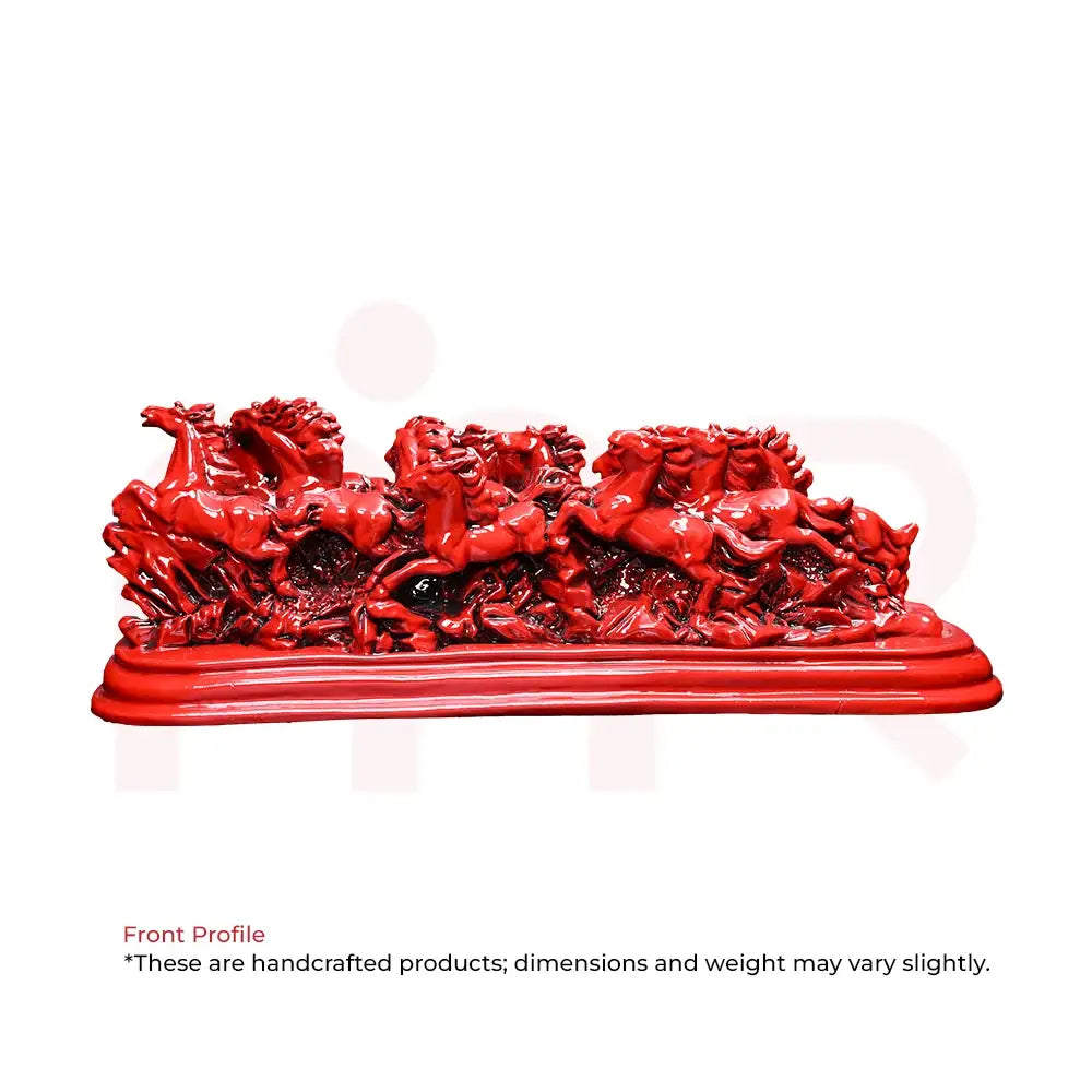 Red running horse frame sculpture for Vastu prosperity and positive energy