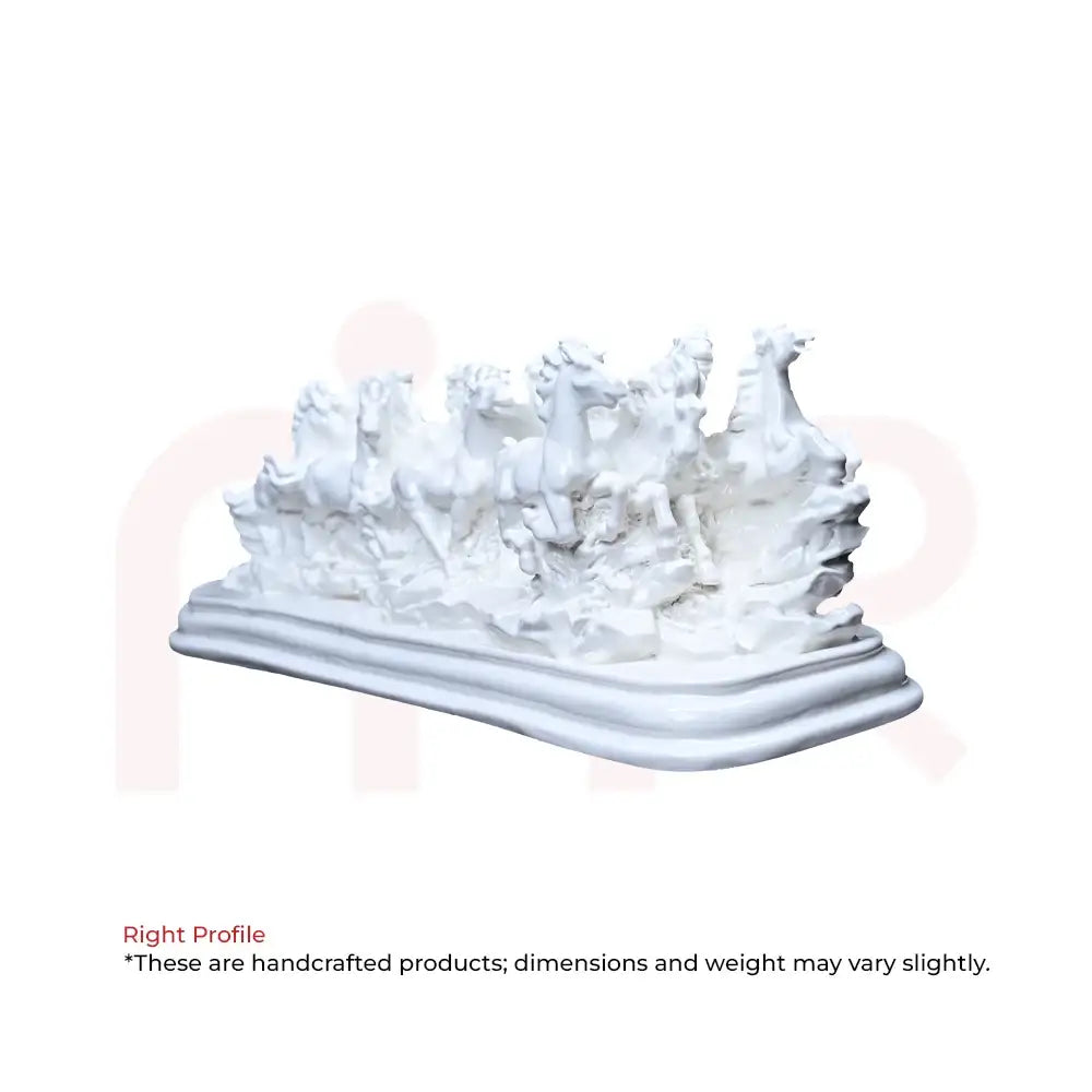 White running horses frame for Vastu remedies and prosperity decor