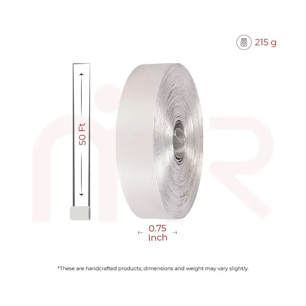 50 ft x 0.75 inch silver metal strip for Vastu remedies, 215g, handcrafted for home energy balance