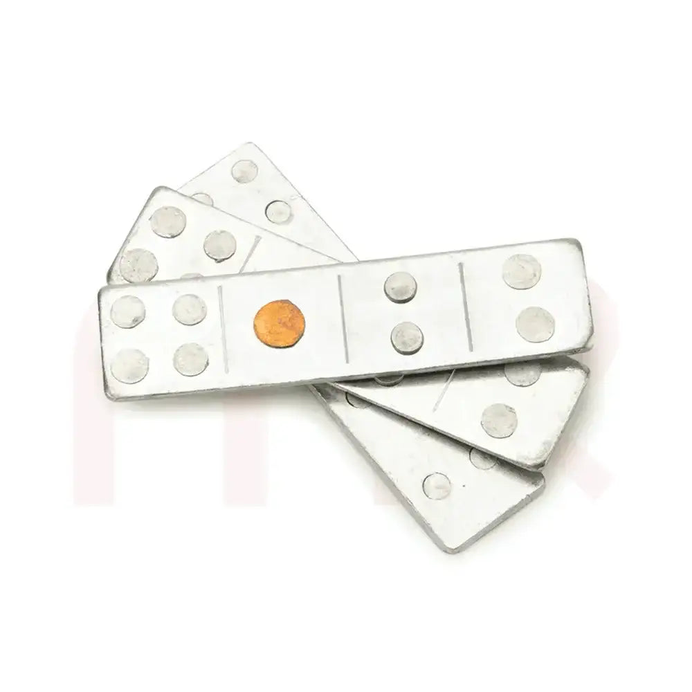 Silver metal strips with copper center for Vastu Shastra remedies and space balancing.
