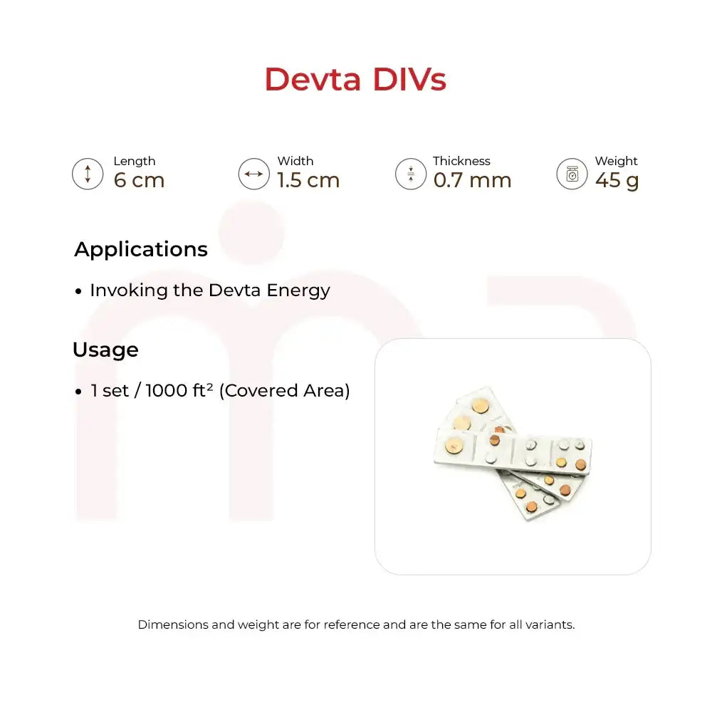 Devta DIVs for invoking Devta energy, 6 cm x 1.5 cm metal strips with gold dots, Vastu remedy for home positivity