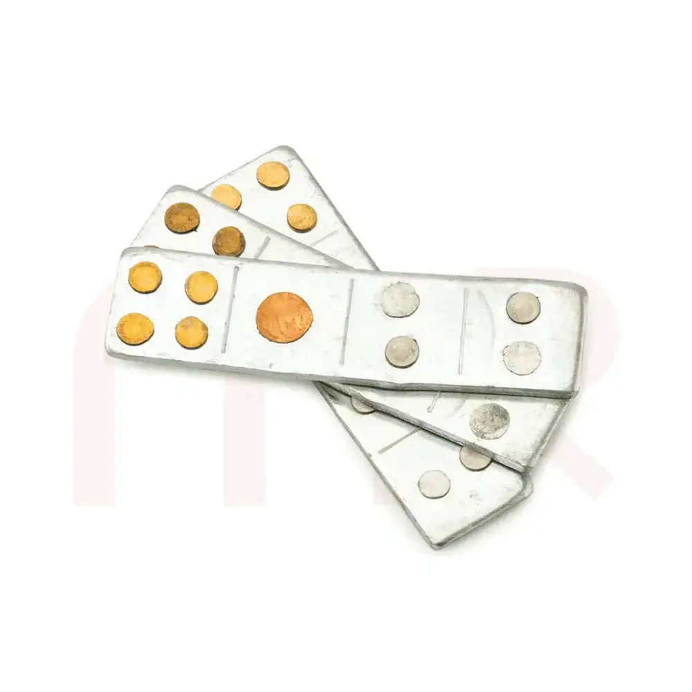 Silver metal strips with copper and silver dots for Vastu Shastra remedies