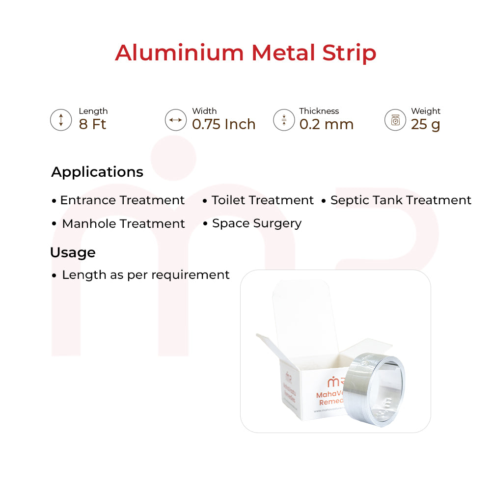 Aluminium metal strip for Vastu entrance, toilet & septic tank treatment – 8 ft length, 0.75 inch width