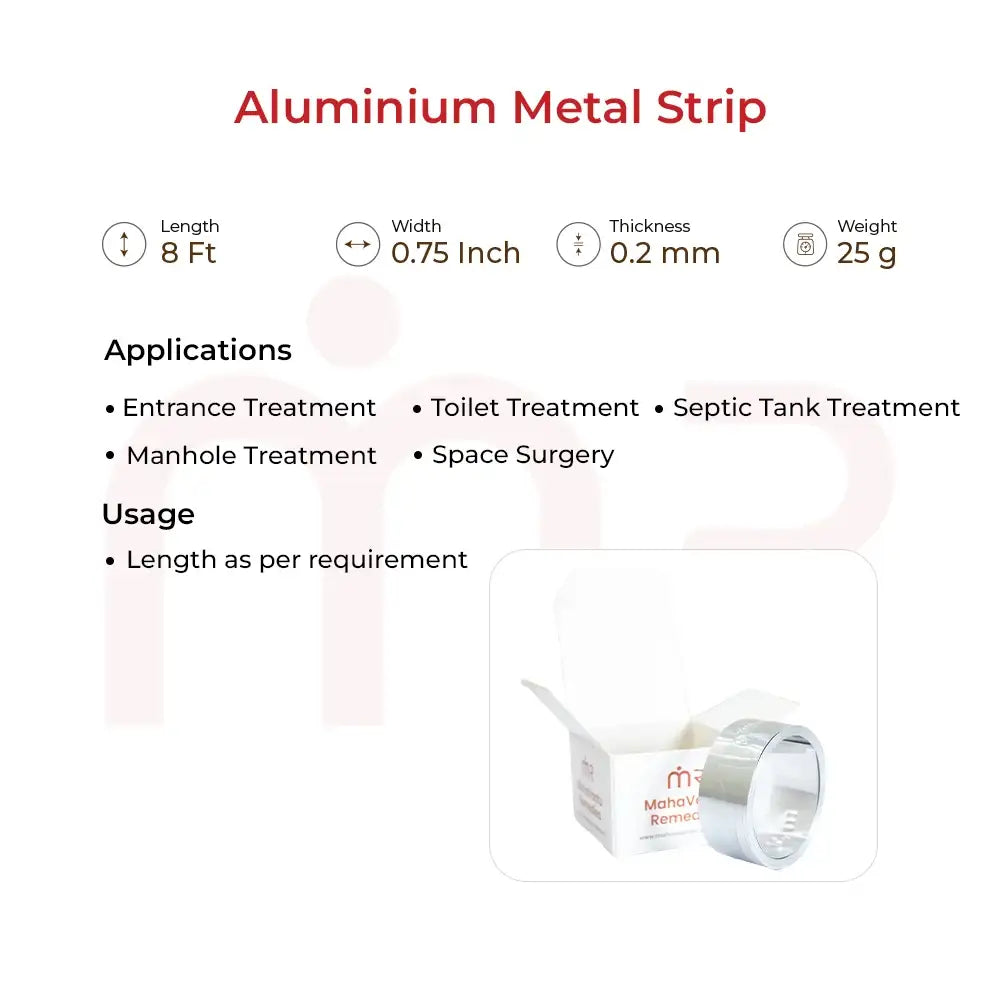 Aluminium metal strip for Vastu entrance, toilet & septic tank treatment – 8 ft length, 0.75 inch width