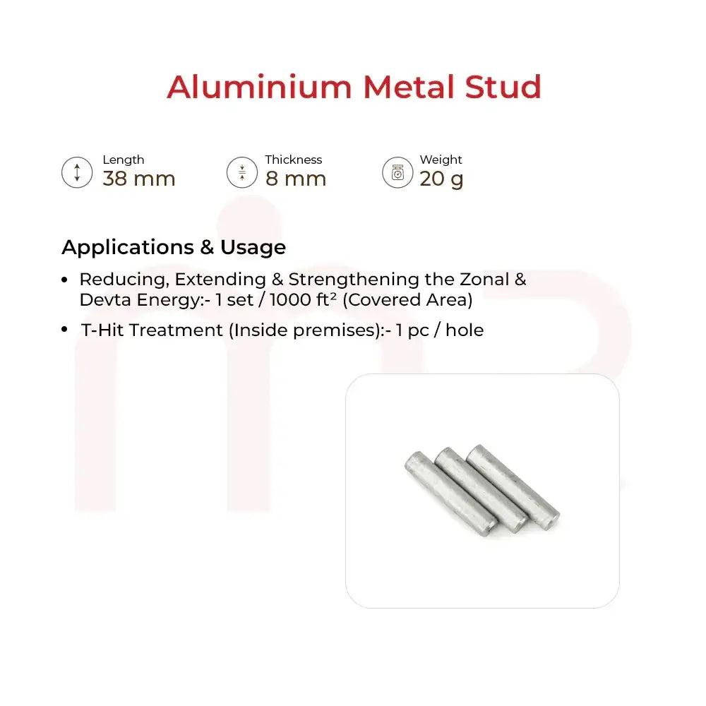 Aluminium metal stud for Vastu energy balancing, 38mm length, 8mm thickness, 20g weight