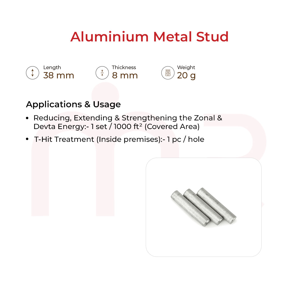 Aluminium MahaVastu remedy rods for Vastu energy balancing, 38mm length, shown on white background.