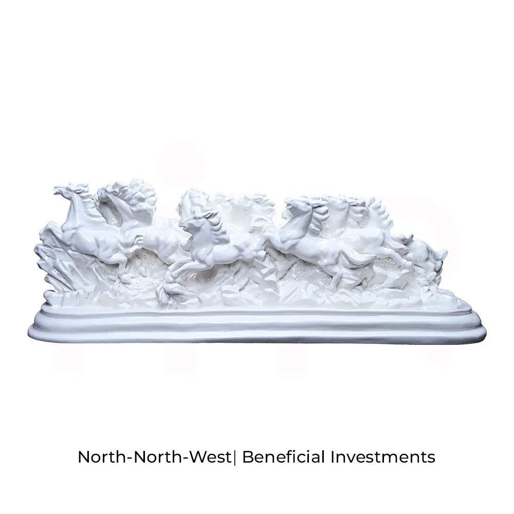 White MahaVastu running horses idol for North-North-West, Vastu Shastra remedy for prosperity