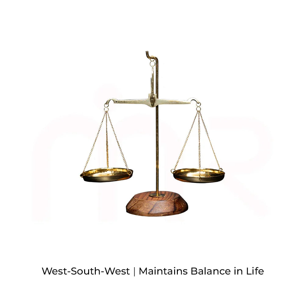 Vastu brass balance scale remedy for West-South-West, maintains balance in life