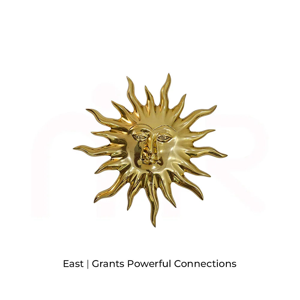 Golden MahaVastu Sun remedy wall decor for Vastu, East direction, grants powerful connections