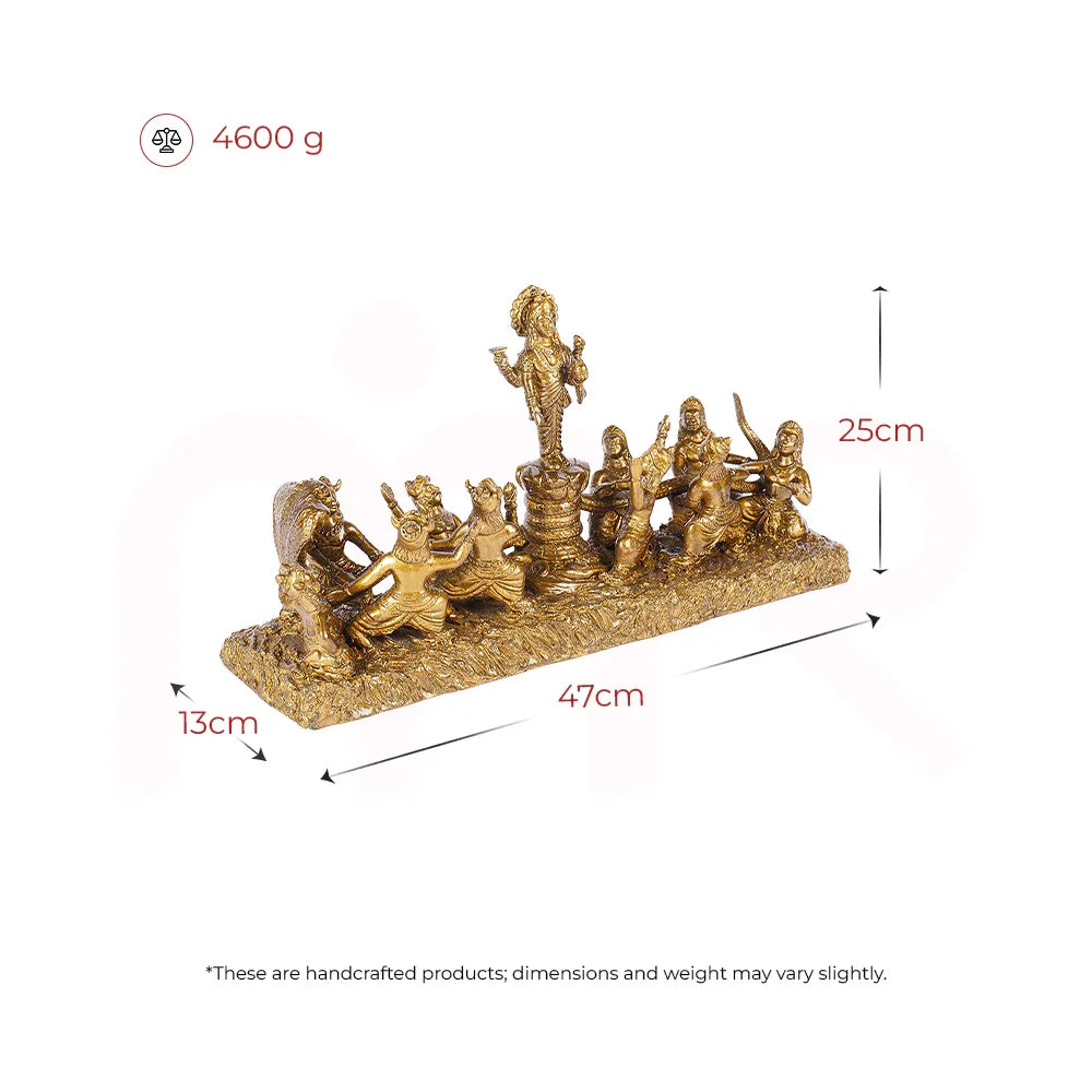 Handcrafted golden MahaVastu remedy idol, 47cm wide, 25cm tall, 13cm deep, weighing 4600g