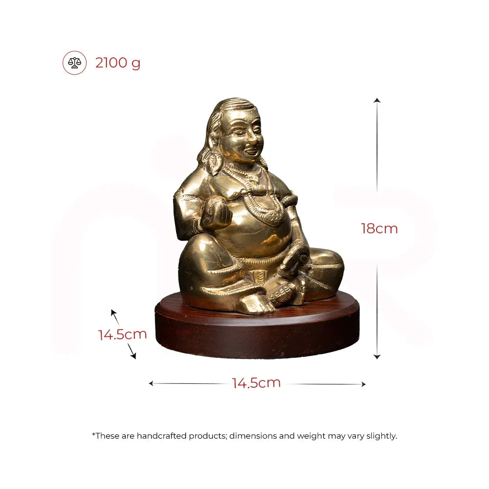 Brass MahaVastu god idol on wooden base, 18cm tall, 2100g, perfect for Vastu remedies