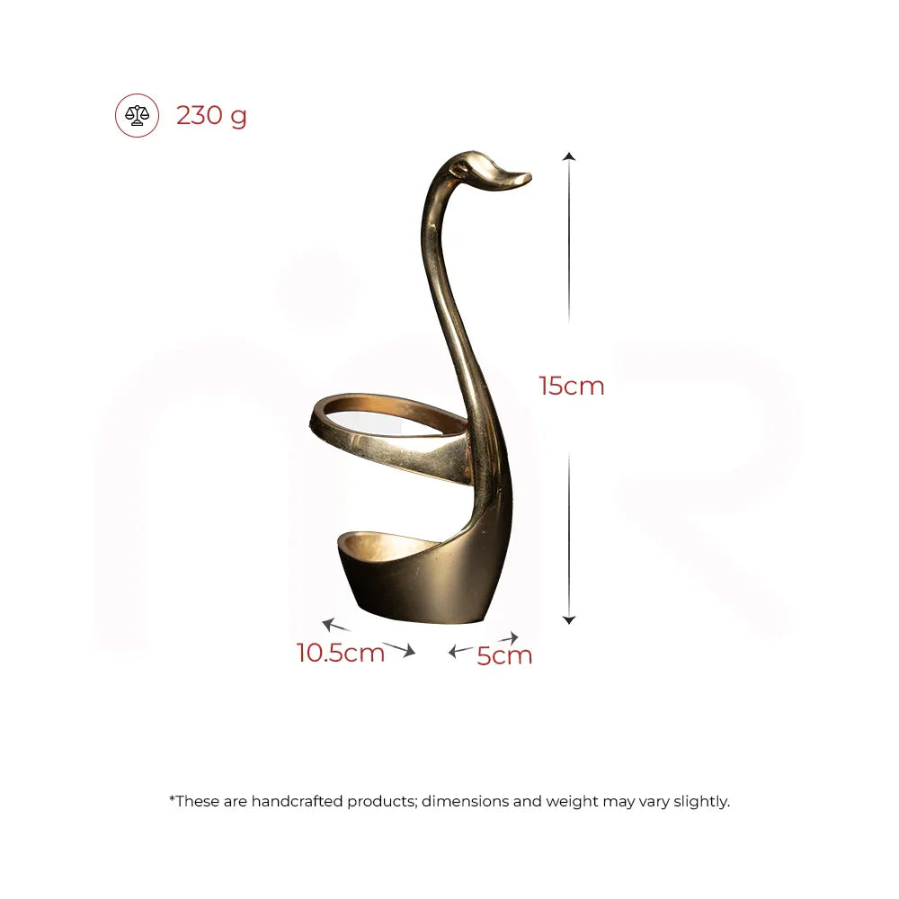 Handcrafted brass swan MahaVastu remedy sculpture, 15cm tall, 230g, ideal for Vastu decor
