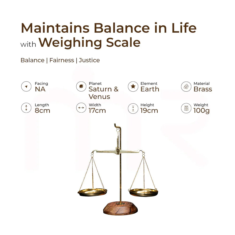 MahaVastu brass weighing scale remedy for balance, fairness, justice, and positive energy