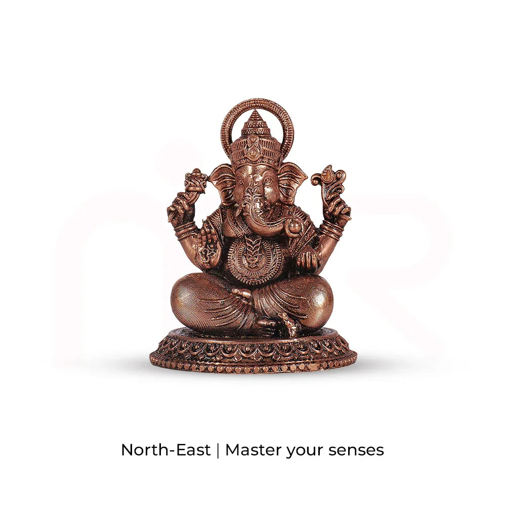 Bronze Ganesh idol for MahaVastu remedies, placed on white background, North-East direction