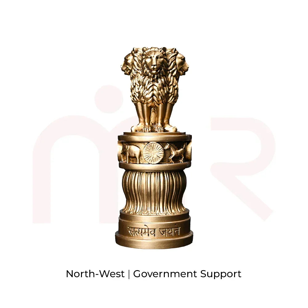 Brass Ashoka Stambh Vastu remedy with lion design for positivity and government support