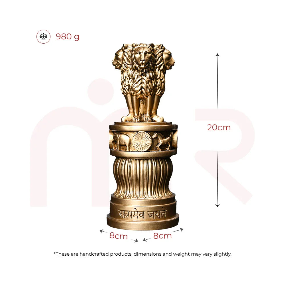 Brass Ashoka Stambh Vastu remedy idol, 20cm tall, ideal for positivity and balance in MahaVastu homes.
