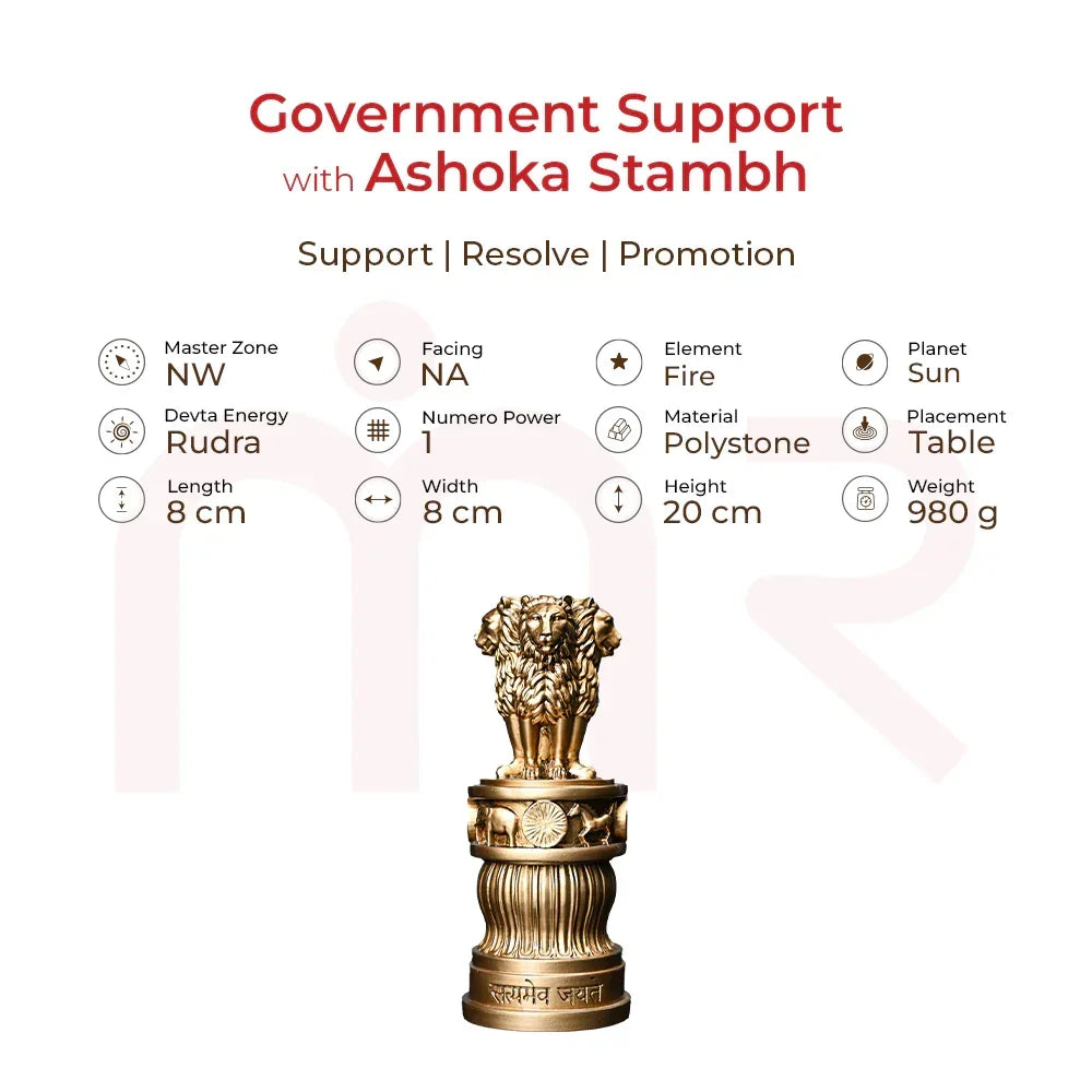 Ashoka Stambh decorative idol for Vastu, polystone material, 20 cm, table placement