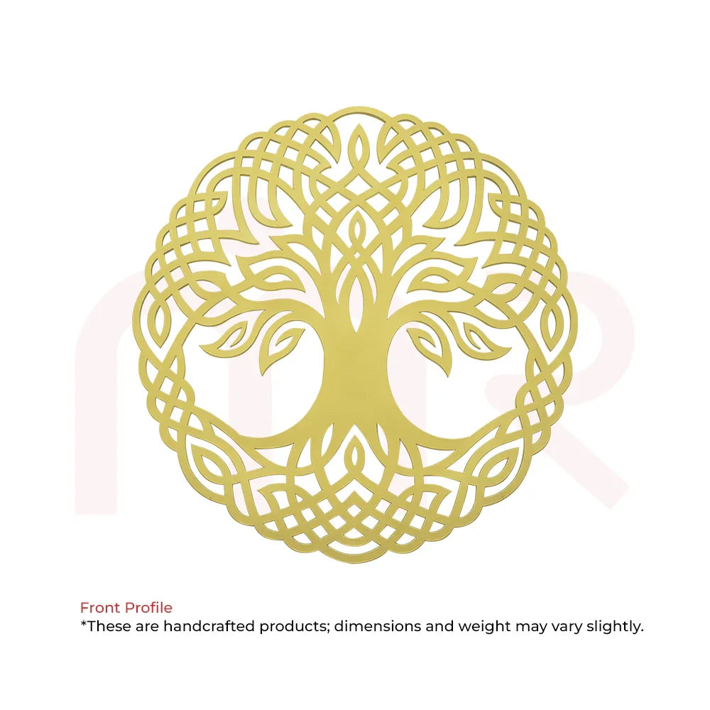 Golden Tree of Life wall art with intricate Celtic knot design, Vastu remedy for home positivity and balance