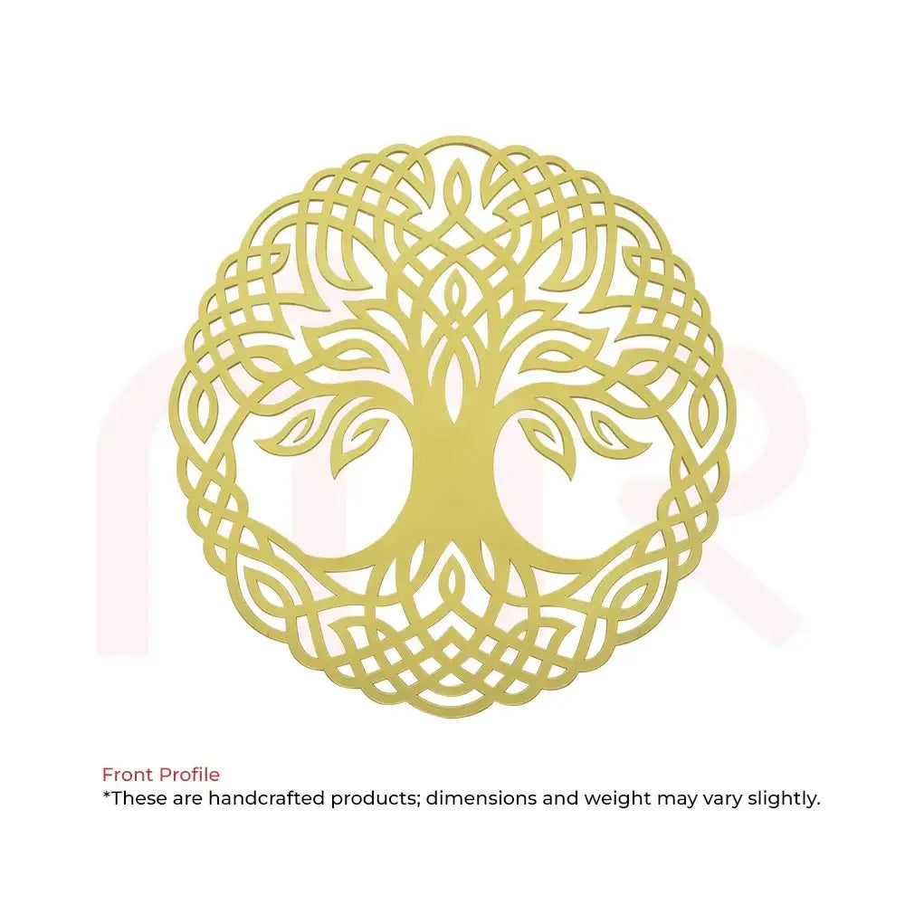 Golden Tree of Life wall art with intricate Celtic knot design, Vastu remedy for home positivity and balance