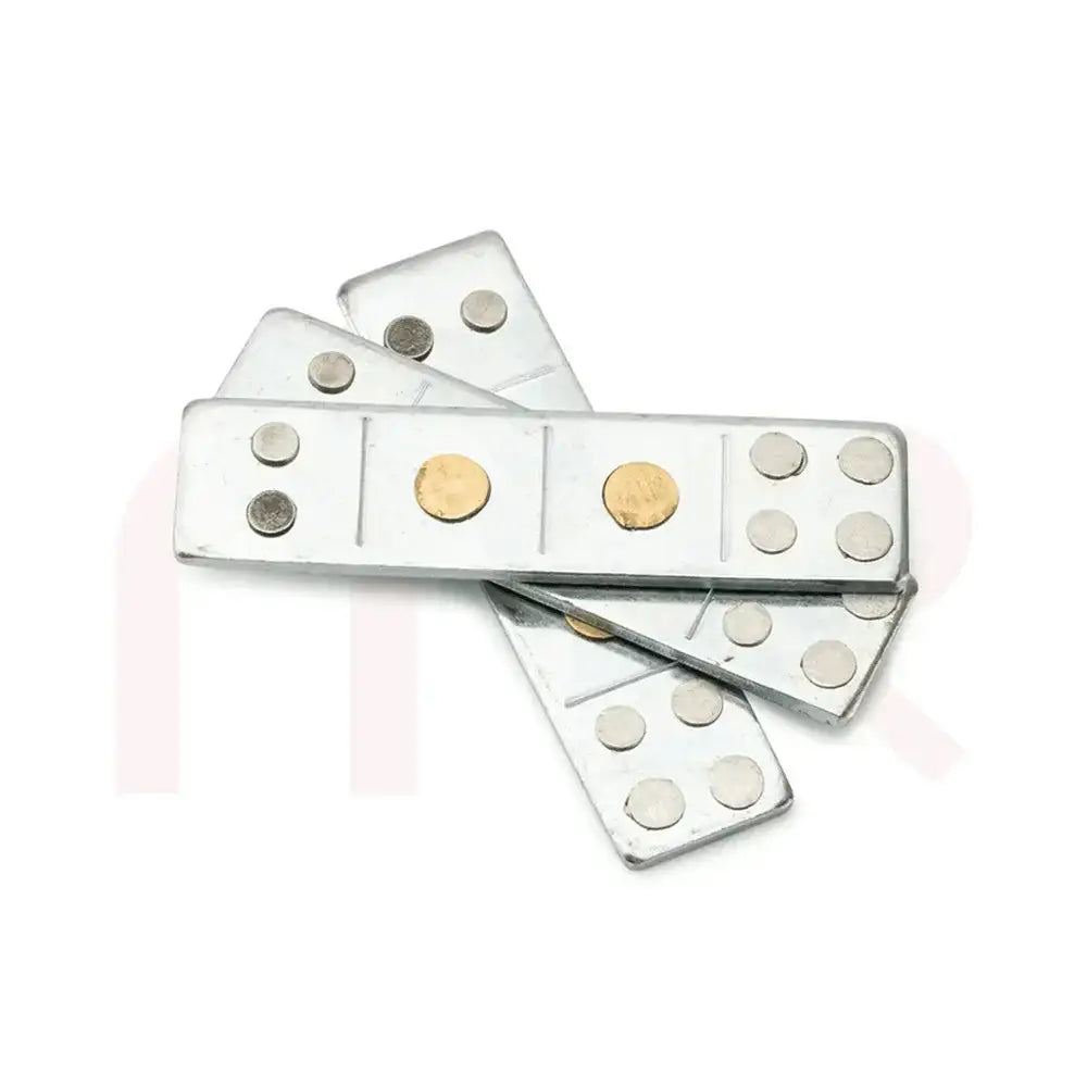 Silver metal strips with brass and silver dots for Vastu Shastra remedies