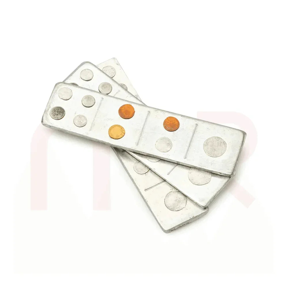 Bhudhar vastu energy metal strips with colored circles for home remedy, on white background
