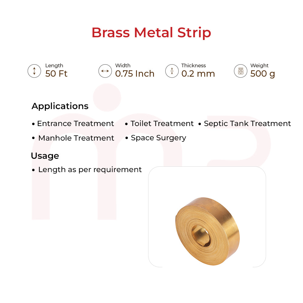 Brass MahaVastu remedy metal strip, 50 ft length, for Vastu space and entrance treatments