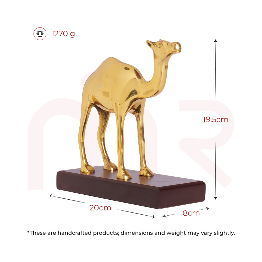 Brass camel figurine for Vastu, 19.5cm tall on rectangular base, home decor remedy