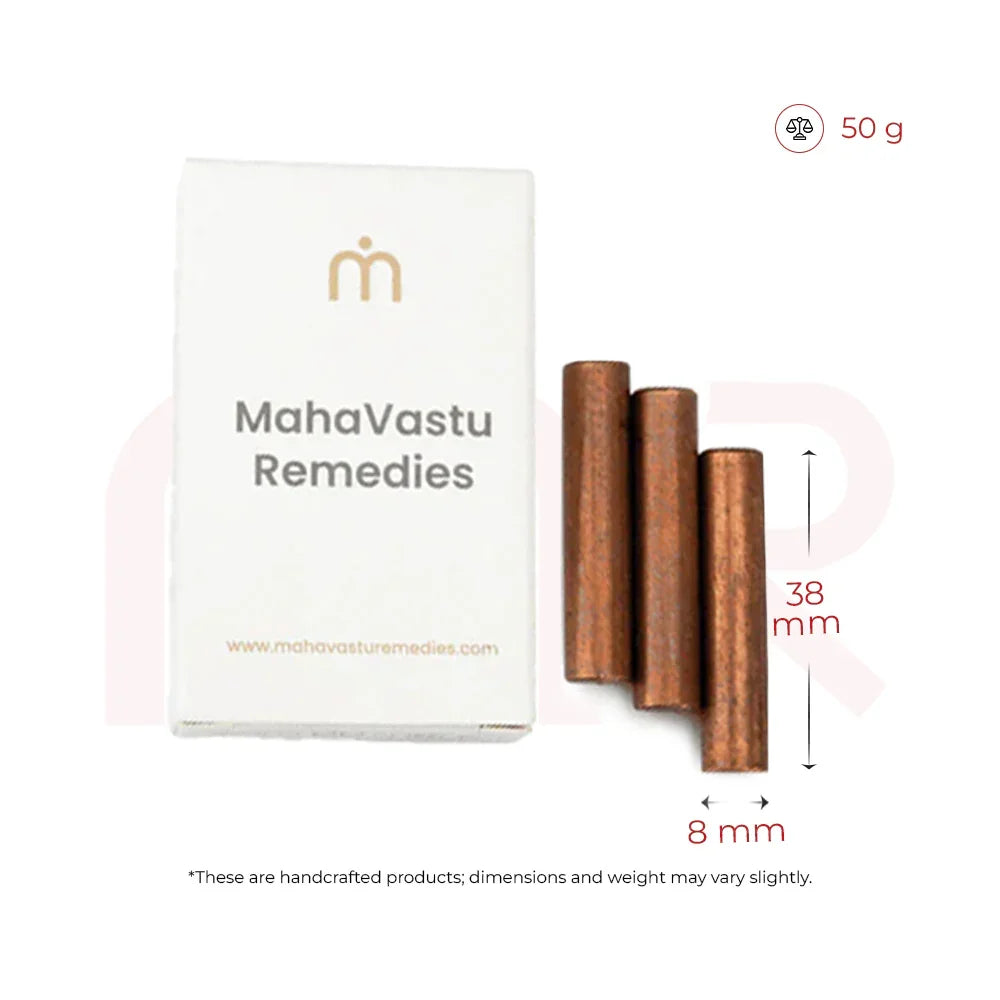 MahaVastu Remedies copper rods set with box, 38mm x 8mm, 50g, Vastu Shastra remedy product