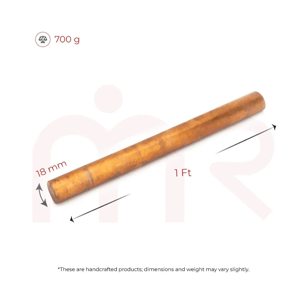 Handcrafted copper MahaVastu remedy strip, 1 ft long, 18 mm thick, 700g, for Vastu balance