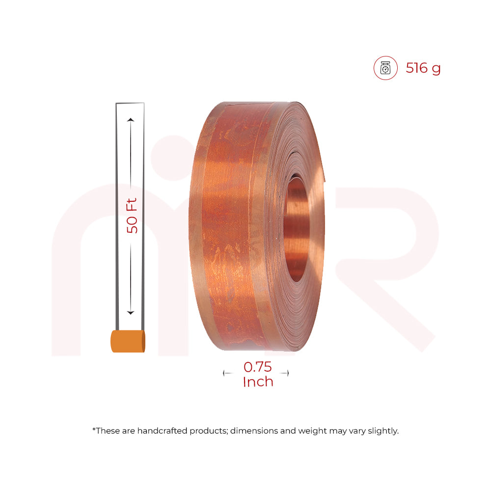 Copper Vastu strip roll, 50 ft length, 0.75 inch wide, 516g for MahaVastu remedies.