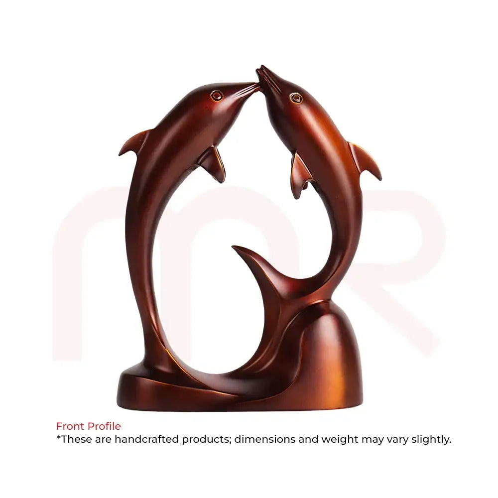 Handcrafted copper-finished dolphin figurine for Vastu energy and prosperity.