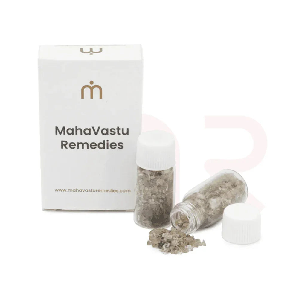 MahaVastu Remedies crystal salt in small bottles with branded box, Vastu Shastra solution