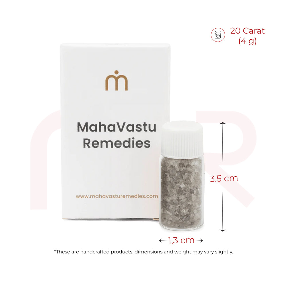 MahaVastu Remedies diamond crystals in a small bottle with white box, 10g Vastu Shastra product