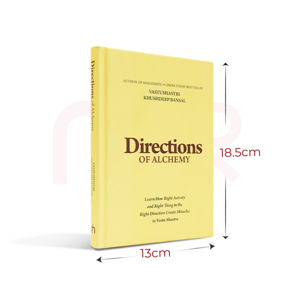 Directions of Alchemy MahaVastu book by Khushdeep Bansal with yellow cover, 18.5x13cm