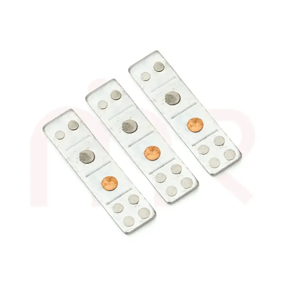 Three metal strips for Vastu Shastra remedies and energy balancing.