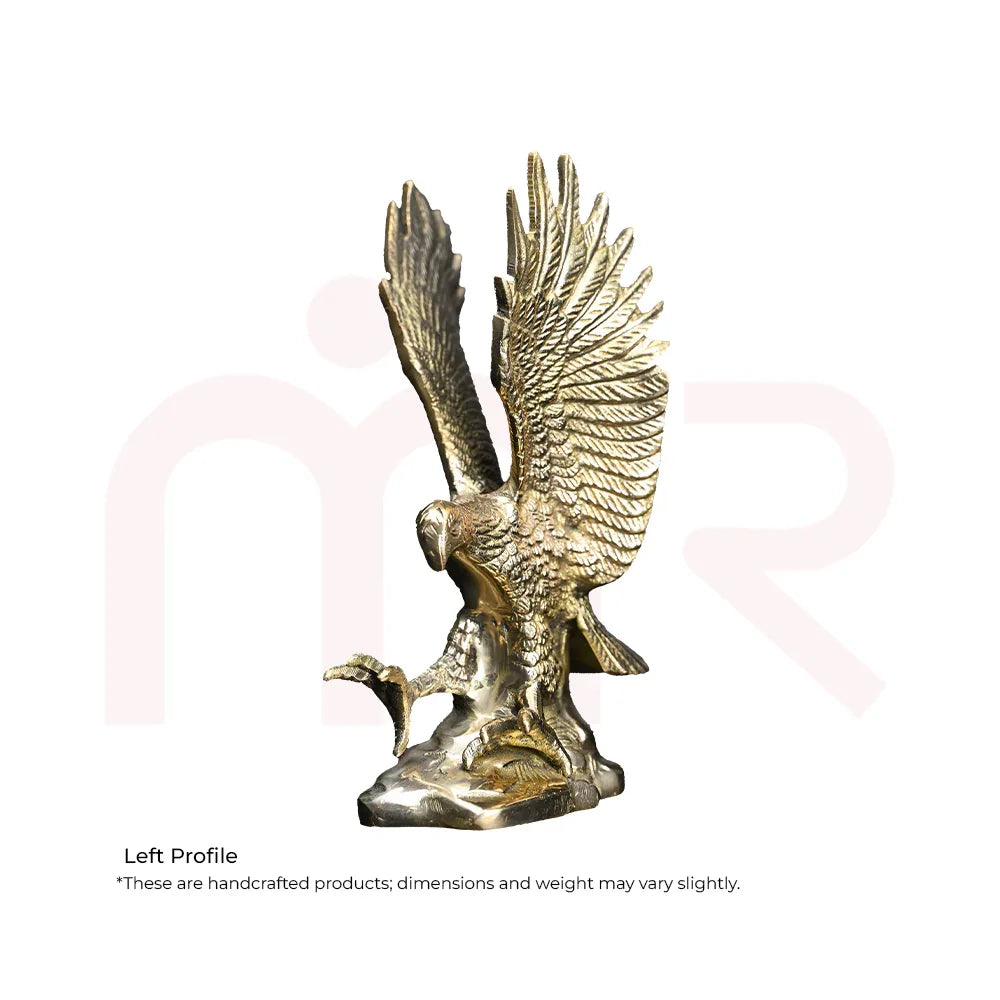 Brass eagle statue for MahaVastu remedies, detailed wings, positivity and prosperity decor