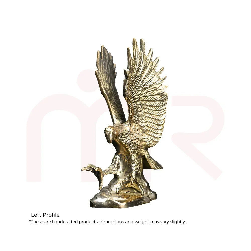 Brass eagle statue with outstretched wings, Vastu remedy decor for home or office.