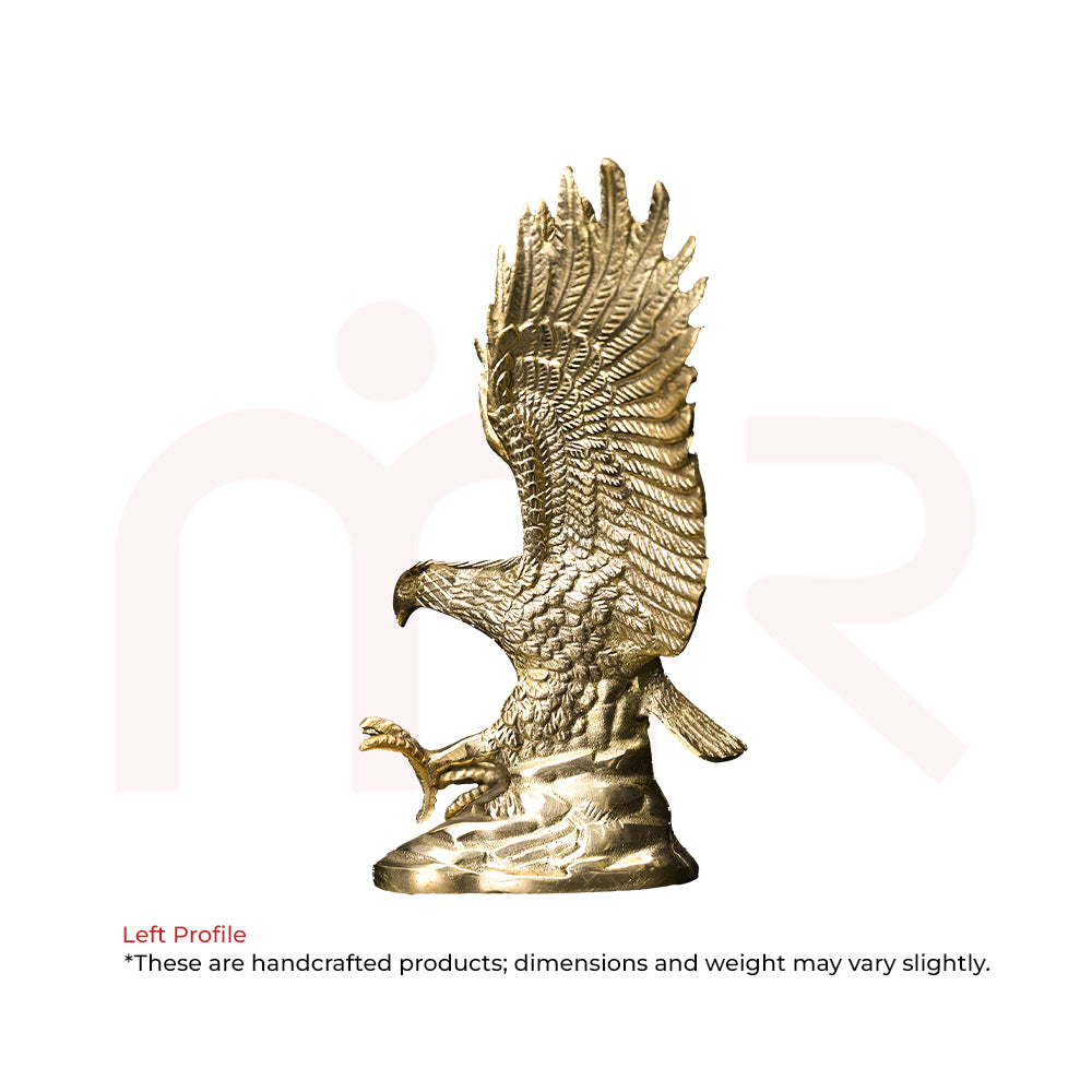 Brass eagle statue with outstretched wings, Vastu remedy decor for home or office.
