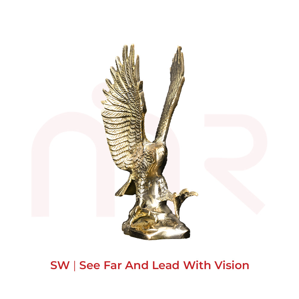 Golden eagle statue with wings spread, Vastu decor for South-West direction