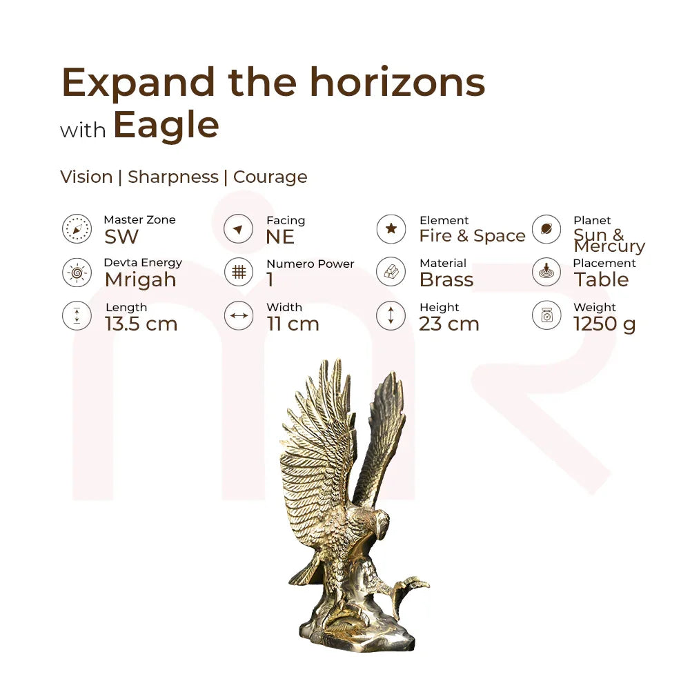 Brass eagle statue MahaVastu remedy for vision, sharpness, courage, with product details