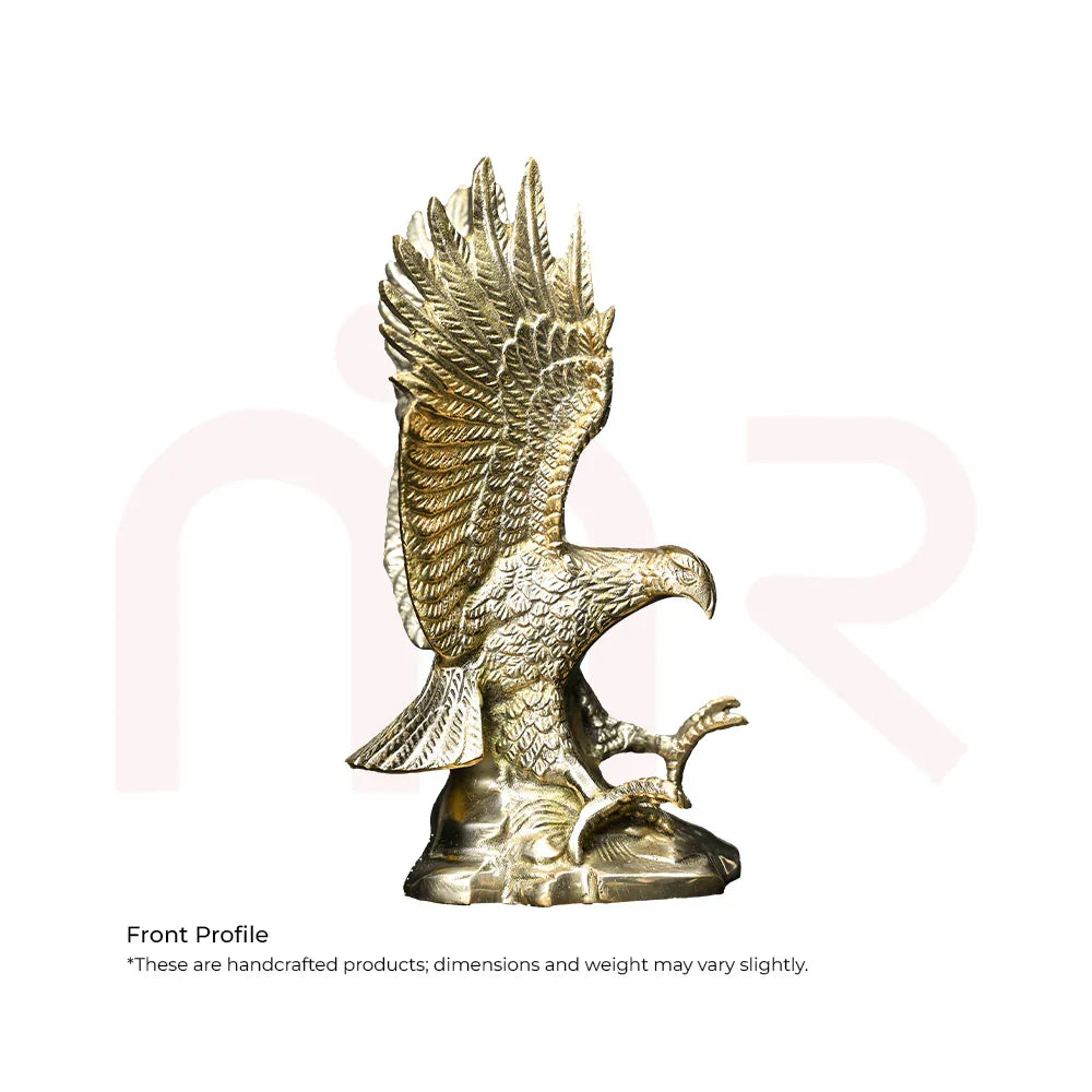 Handcrafted brass eagle statue with detailed feathers for Vastu remedy and home decor