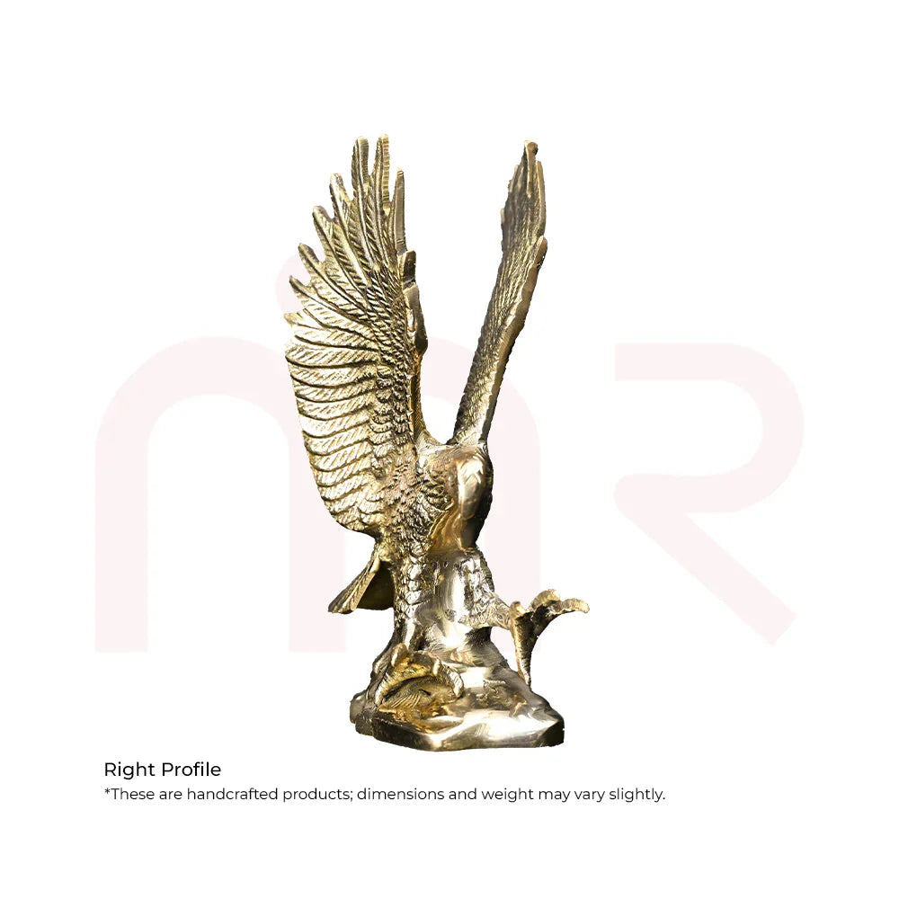 Handcrafted brass eagle statue with outstretched wings, Vastu remedy home decor
