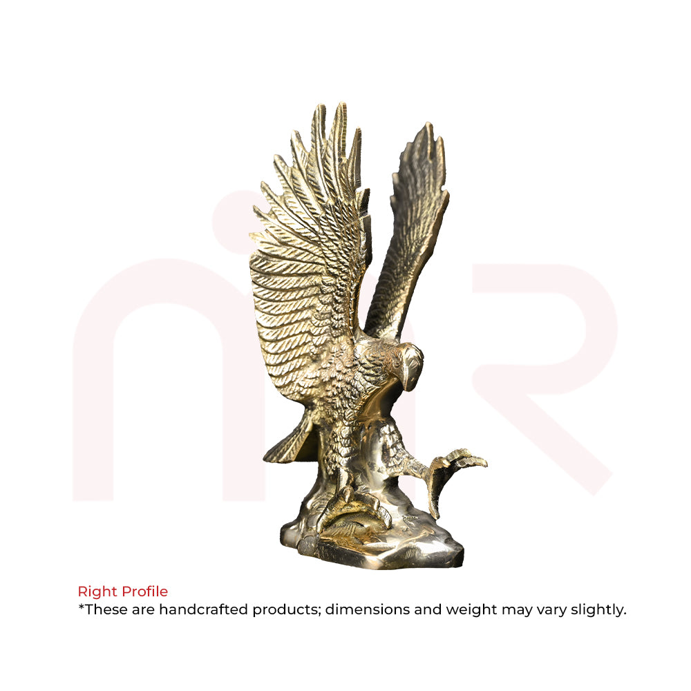 Handcrafted brass eagle statue with outstretched wings, Vastu remedy home decor
