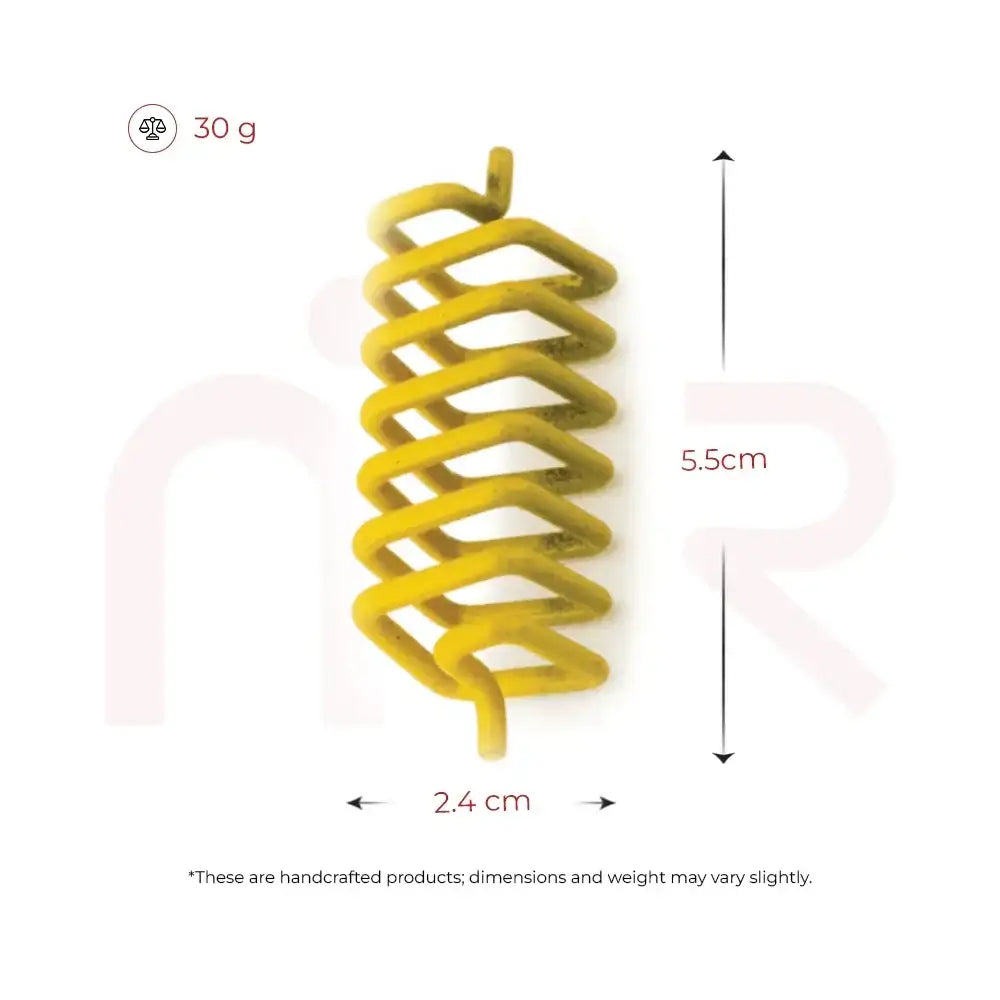 Yellow Vastu metal strip remedy, 5.5cm length and 2.4cm width for space balancing.