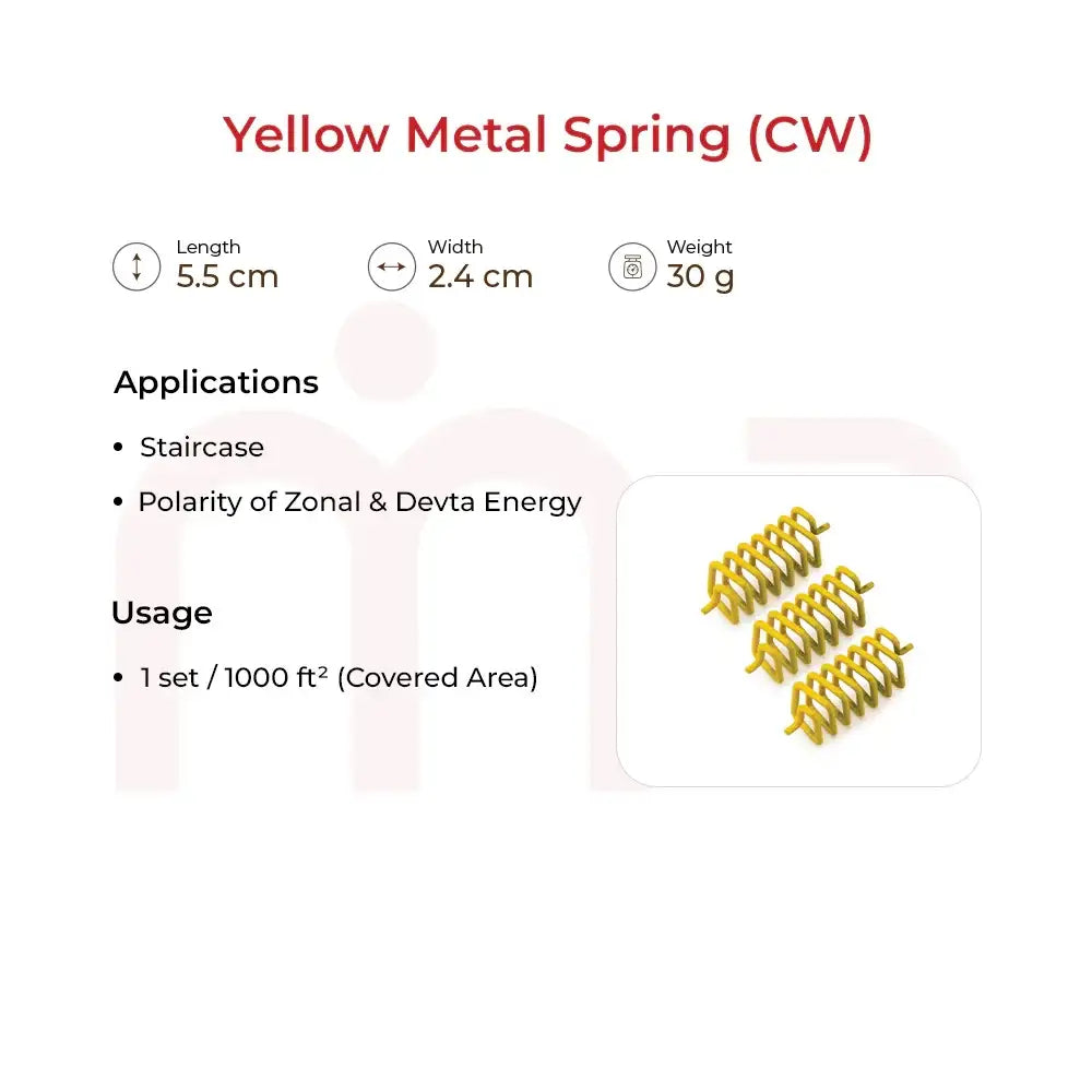 Yellow Metal Spring (CW) Vastu remedy for staircase and zonal energy polarity.