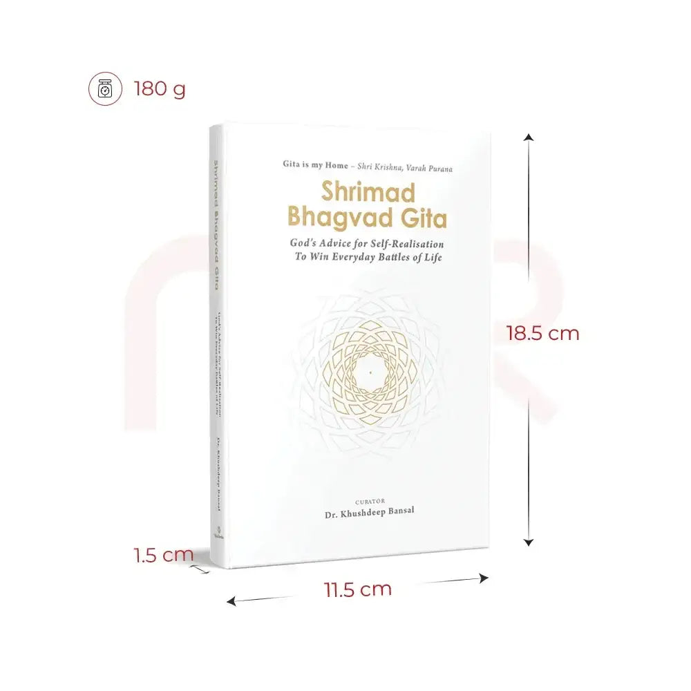 Shrimad Bhagvad Gita book by Dr. Khushdeep Bansal with dimensions and weight.