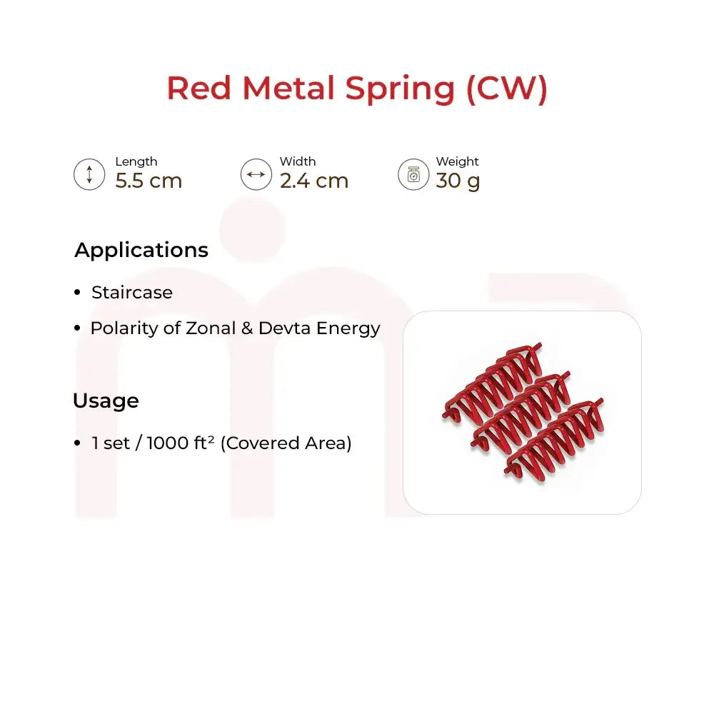 Red Metal Spring (CW) Vastu remedy for staircase and zonal energy balance.